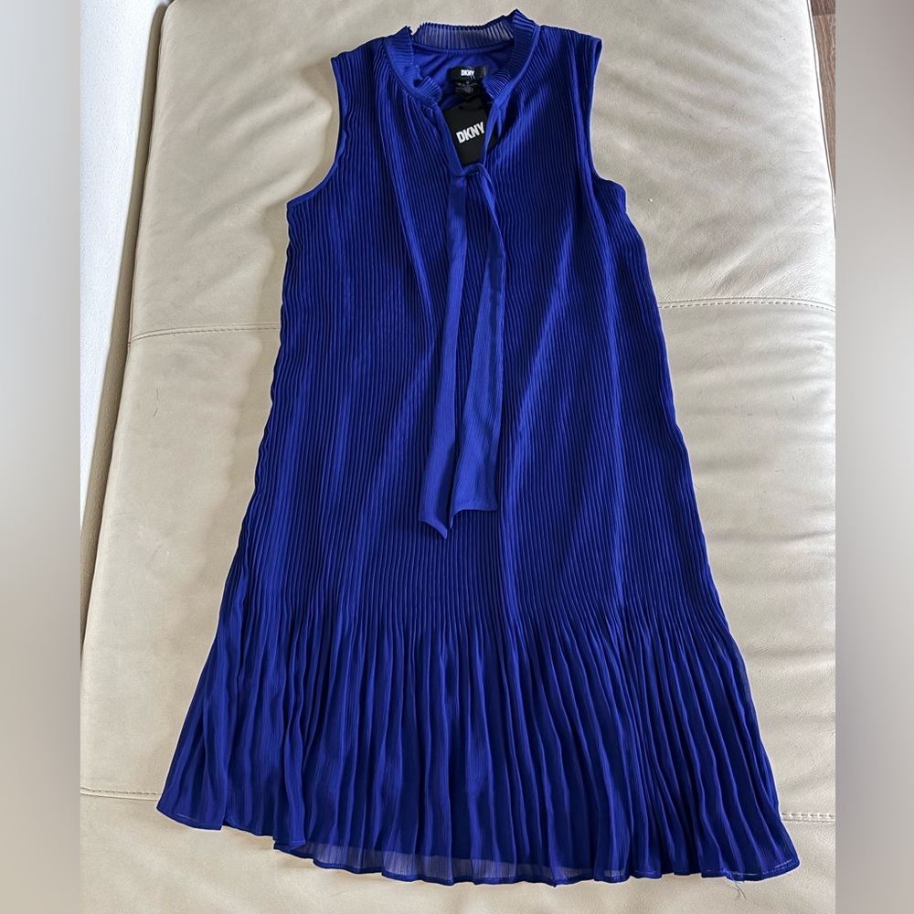 NWT DKNY Blue Pleated Shift Dress